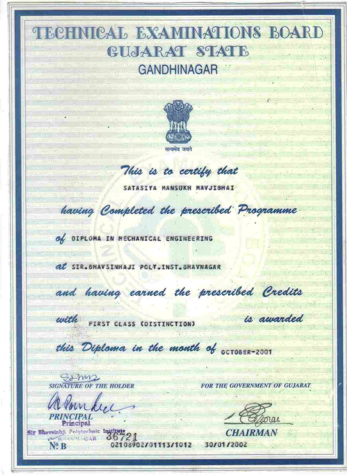 Diploma in Mechanical Engineering